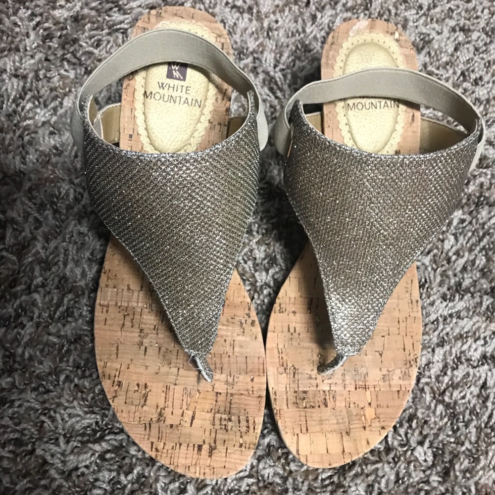 Brand New White Mountain cork glitzy gold shoes